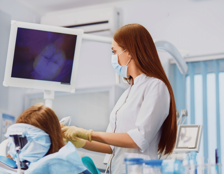 Endodontist taking 3D scans of a patient's teeth