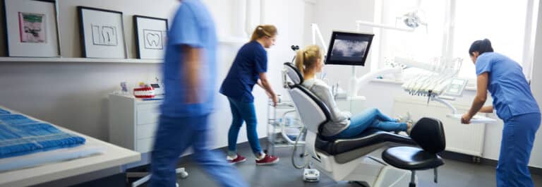 Patient viewing dental x-rays.